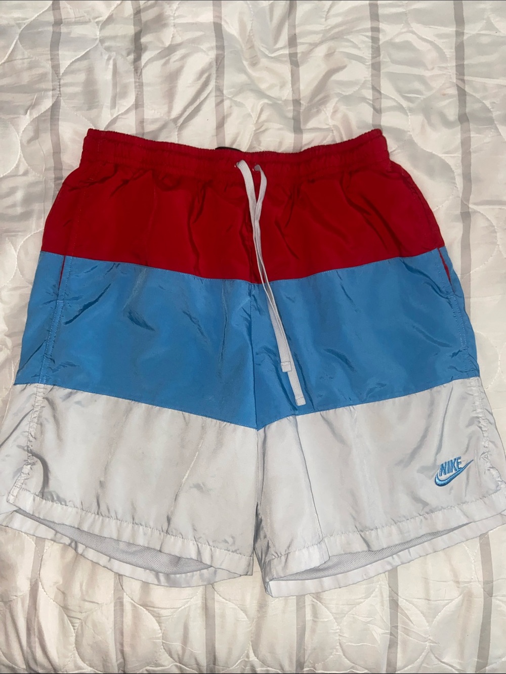 BLUE & RED COLOR BLOCK TRUNKS Swim Surf Shorts NIKE 7”